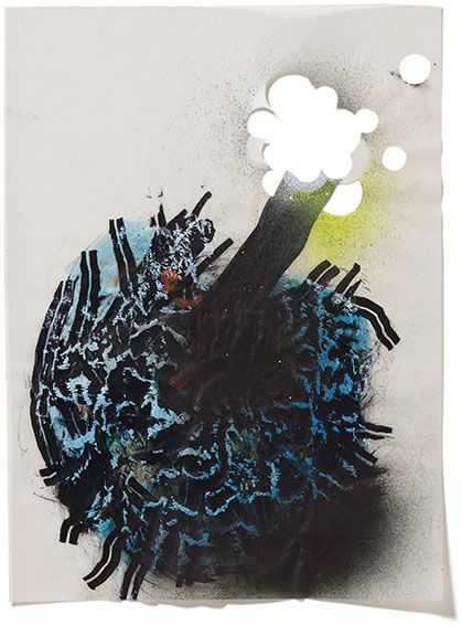 o.T. 2026, Acryl, Transparentpapier, Schnitt Foto: Andreas Huber