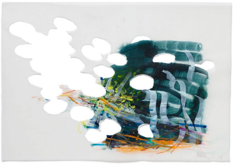 o.T. 2019, Acryl, Transparentpapier, Schnitt Foto: Andreas Huber