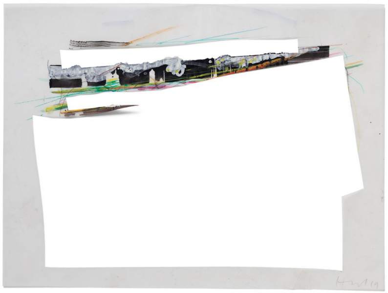 o.T. 2019, Acryl, Transparentpapier, Schnitt Foto: Andreas Huber