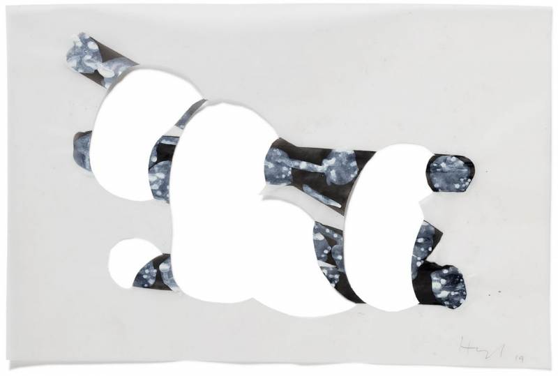 o.T. 2019, Acryl, Transparentpapier, Schnitt Foto: Andreas Huber